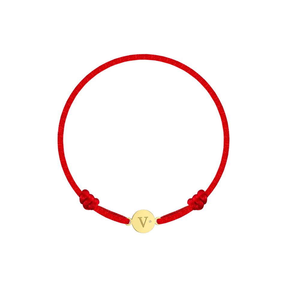 Detský diamantový náramok so šnúrkou Circle Letter V
