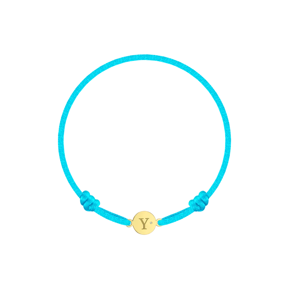 Detský diamantový náramok so šnúrkou Circle Letter Y