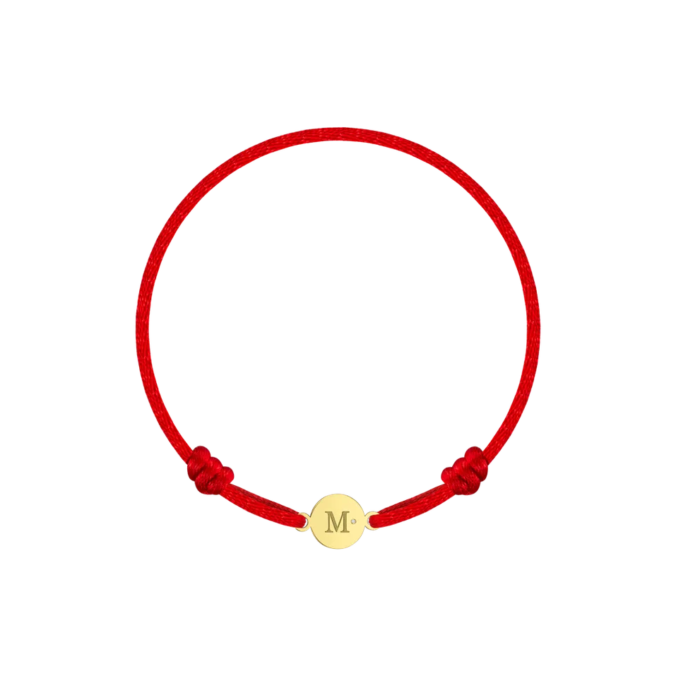 Detský diamantový náramok so šnúrkou Circle Letter M