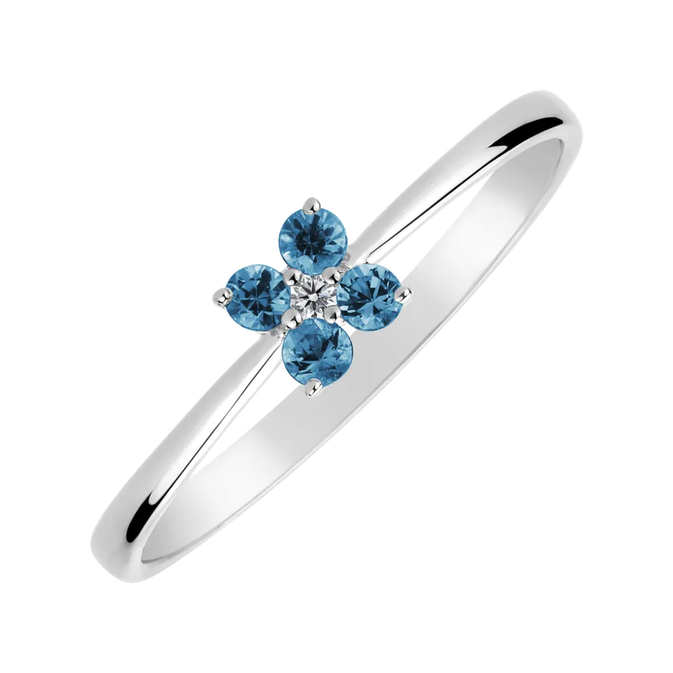 Prsteň s diamantom a topásmi swiss Divine Bloom