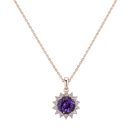 Prívesok s diamantmi a ametystom brazil Lilac Flower