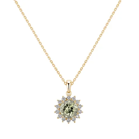 Prívesok s diamantmi a ametystom green Lilac Flower