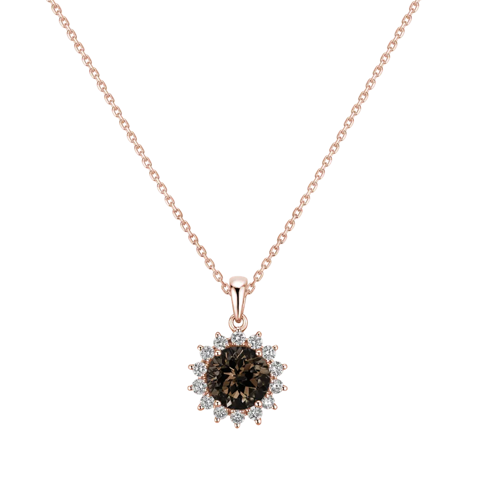 Prívesok s diamantmi a smoky quartzom Lilac Flower