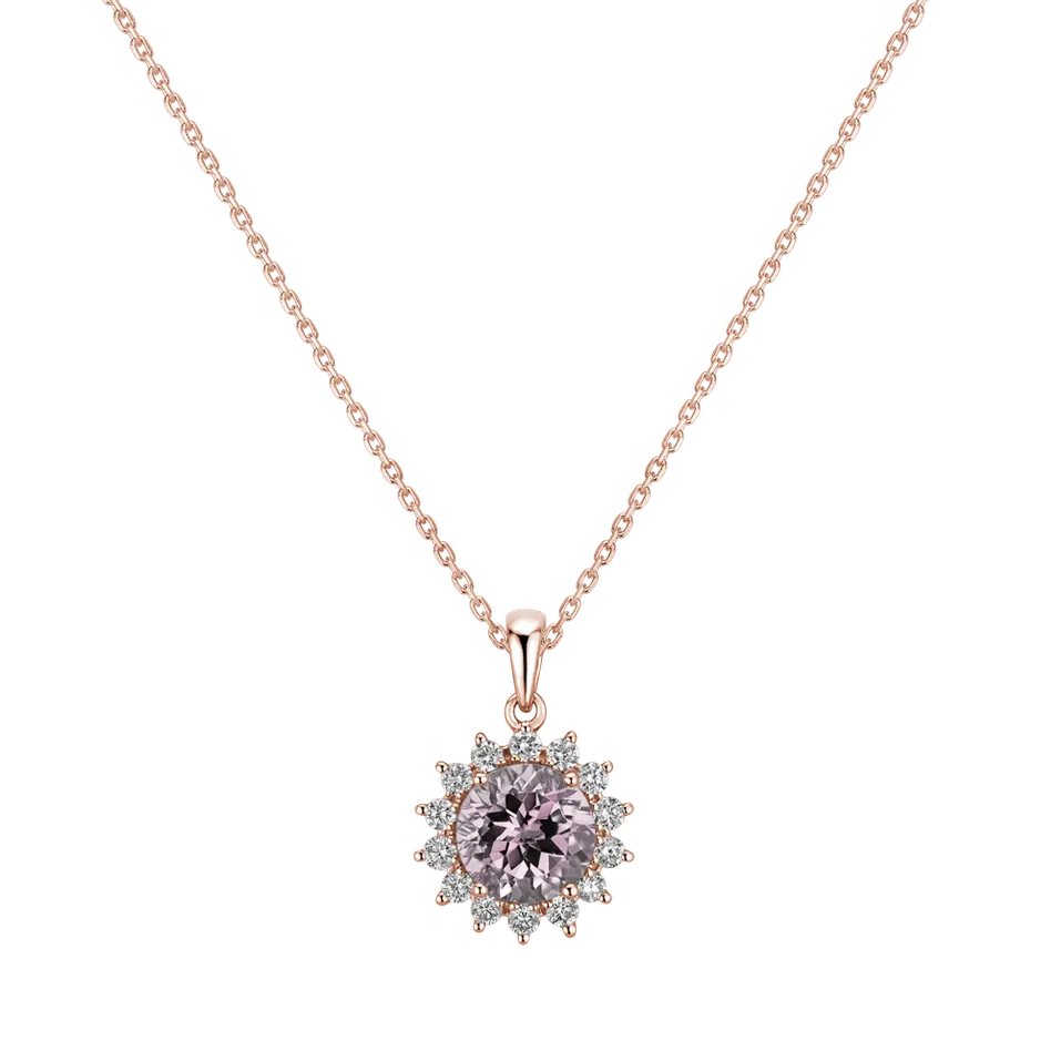 Prívesok s ruženínom a diamantmi Lilac Flower