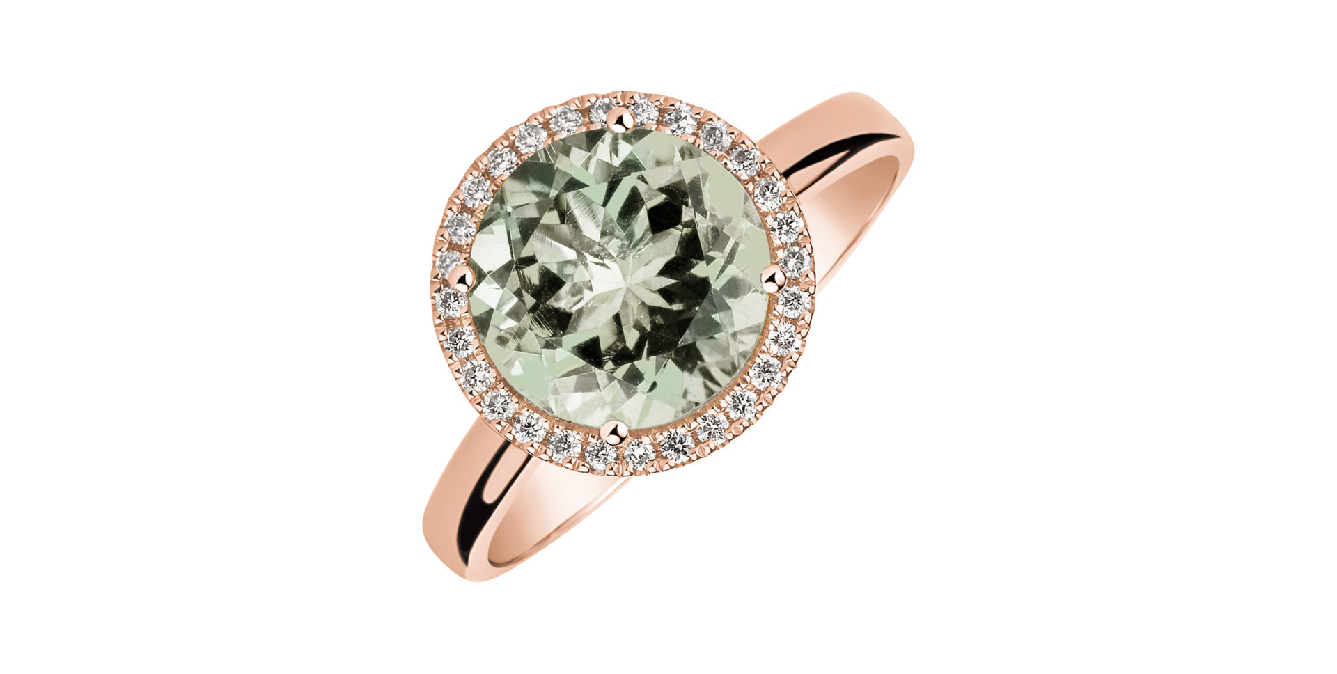 Prsteň s diamantmi a ametystom green Bonbon