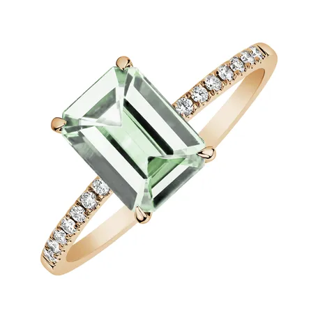 Prsteň s diamantmi a ametystom green Perfect Promise