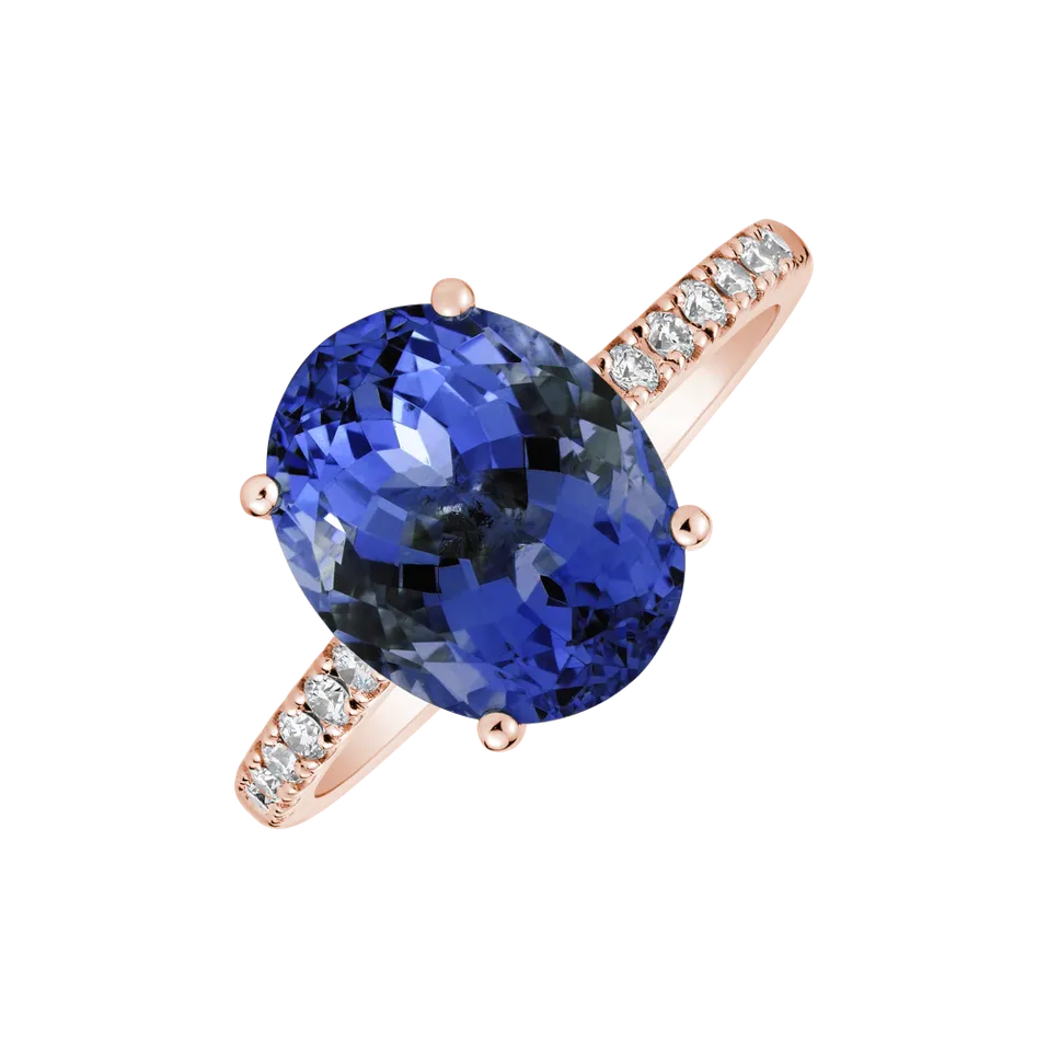 Prsteň s tanzanitom a diamantmi Luxury Embrace