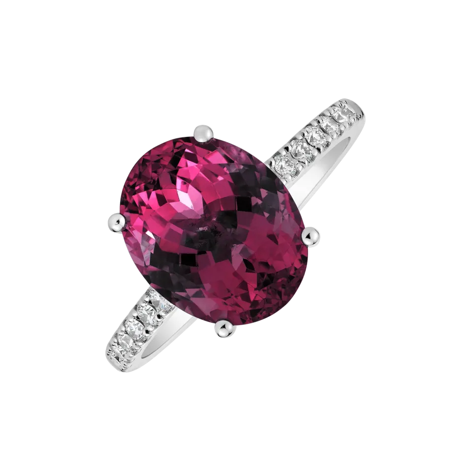 Prsteň s rhodolitom a diamantmi Luxury Embrace