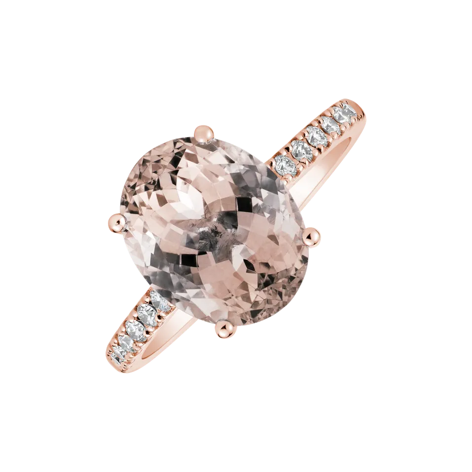 Prsteň s morganitom a diamantmi Luxury Embrace