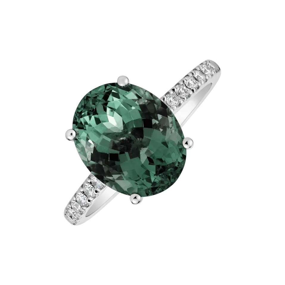 Prsteň s turmalínom a diamantmi Luxury Embrace