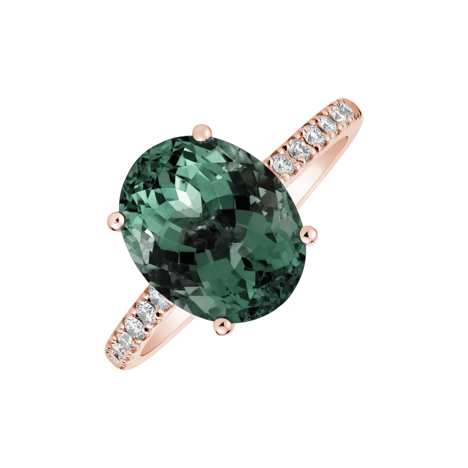 Prsteň s turmalínom a diamantmi Luxury Embrace