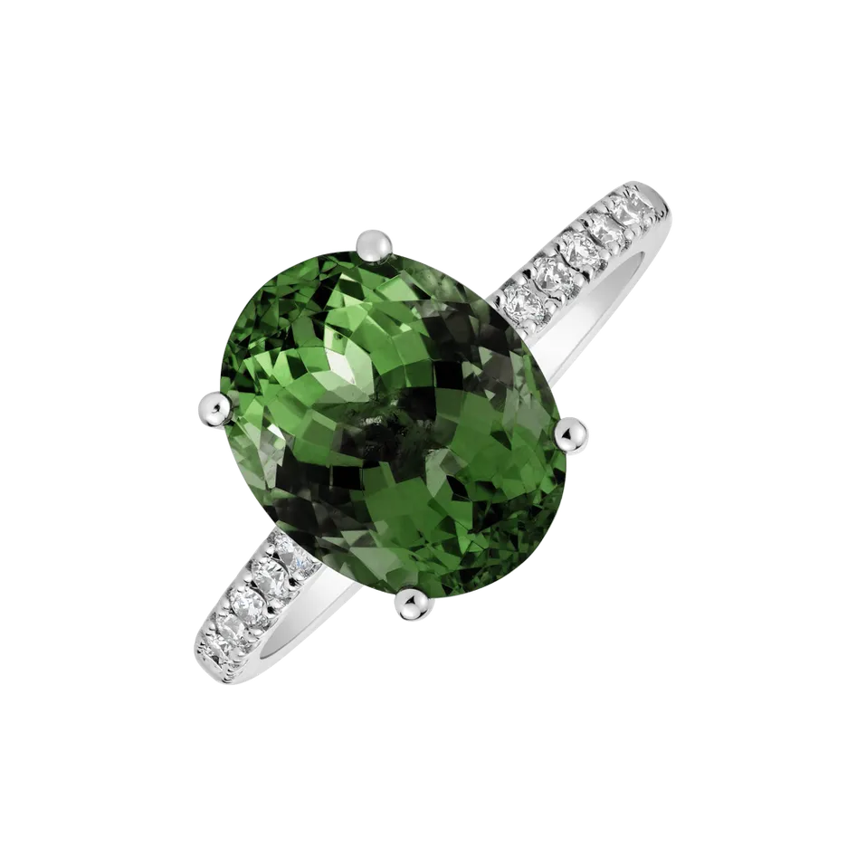 Prsteň s turmalínom a diamantmi Luxury Embrace