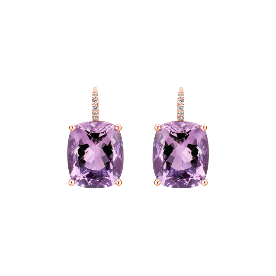 Náušnice s ametystom a diamantmi Apollo