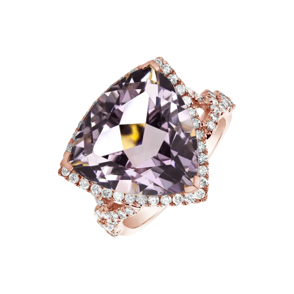 Prsteň s ametystom a diamantmi Oistin