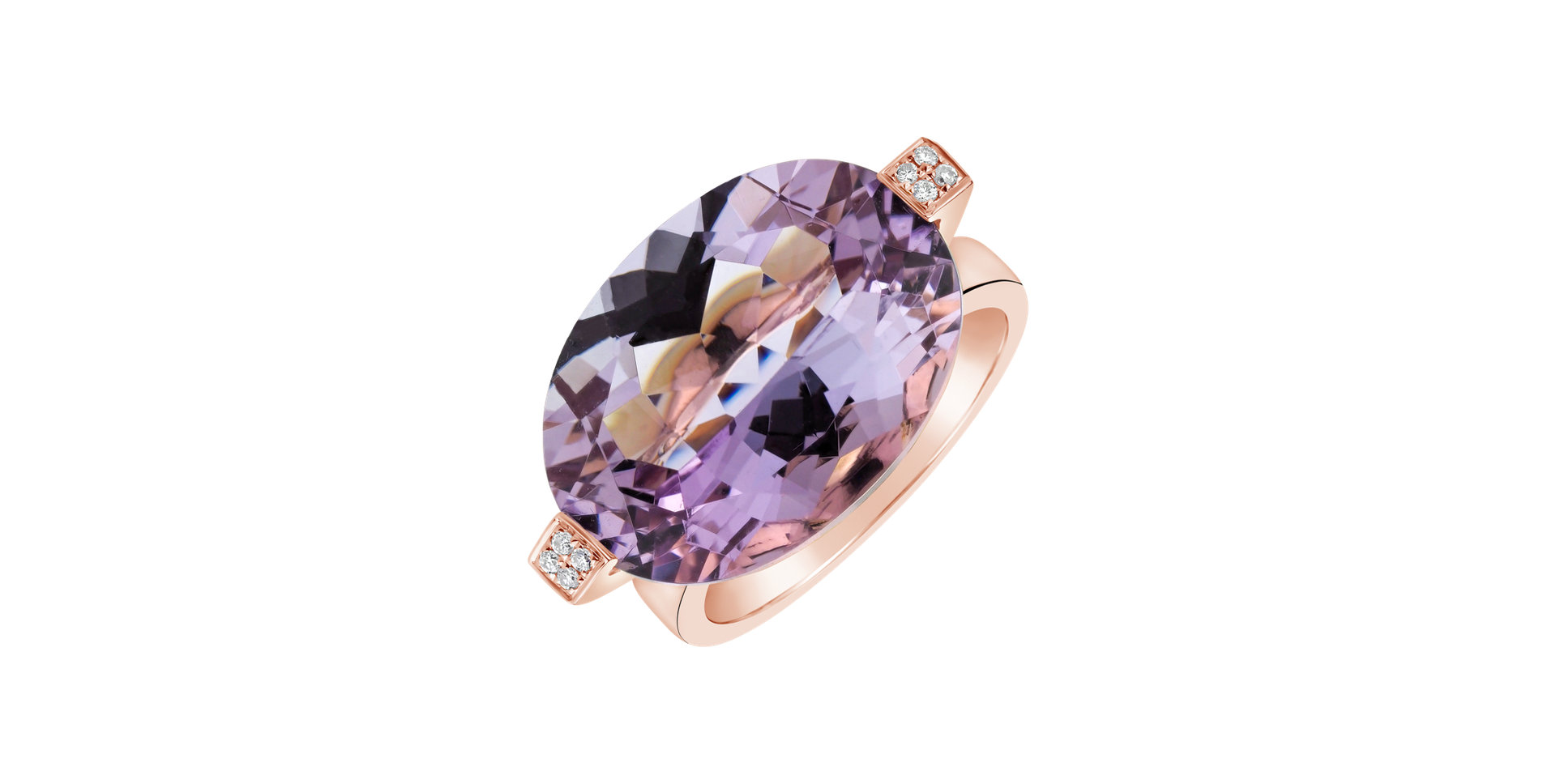 Prsteň s ametystom a diamantmi Amalasanda