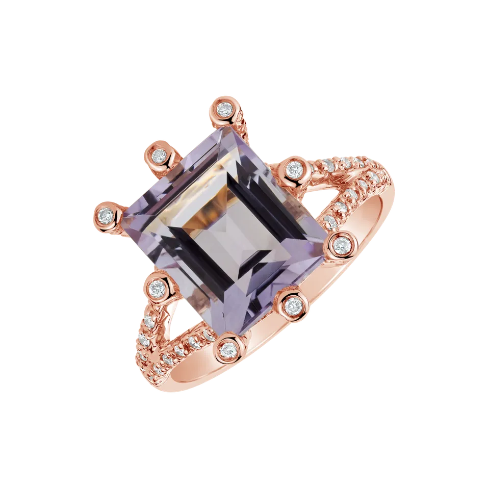 Prsteň s ametystom a diamantmi Flanna