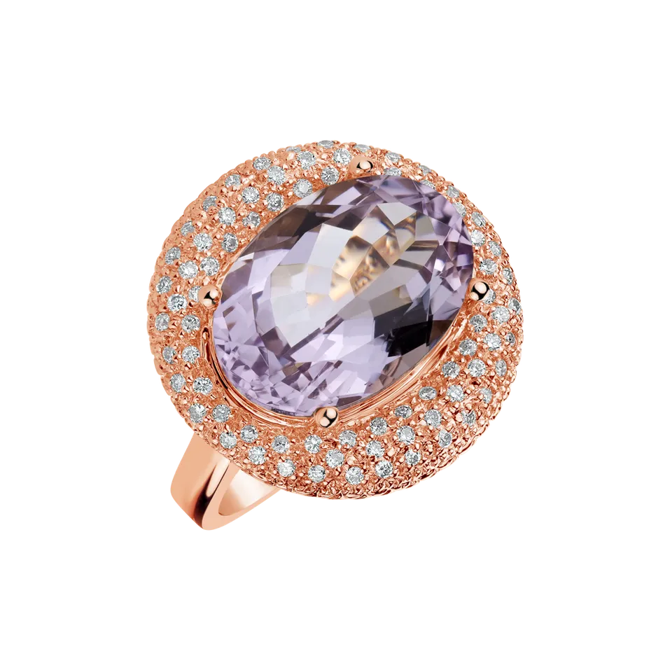 Prsteň s ametystom a diamantmi Livie