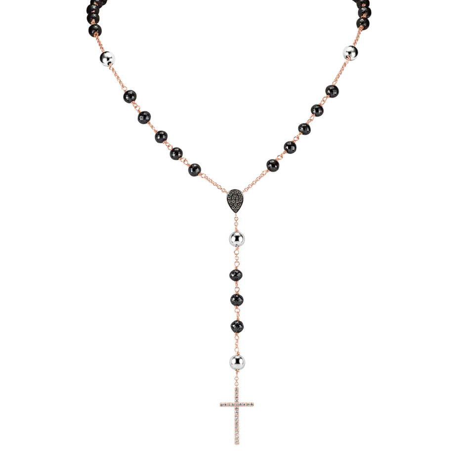 Náhrdelník s čiernymi diamantmi Elegant Cross