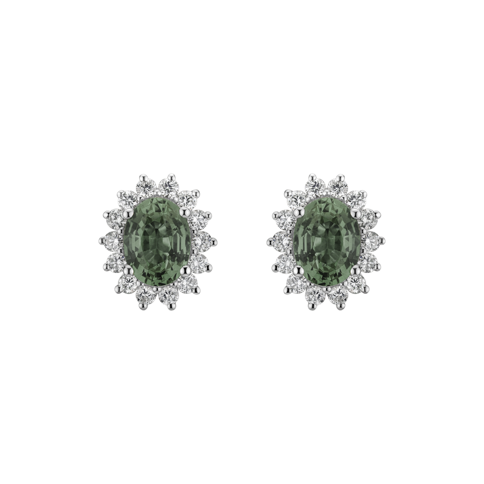 Náušnice so zafírom a diamantmi Princess