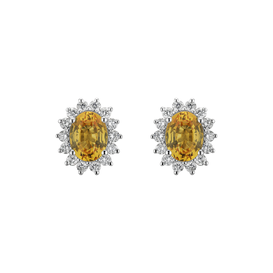 Náušnice so zafírom a diamantmi Princess