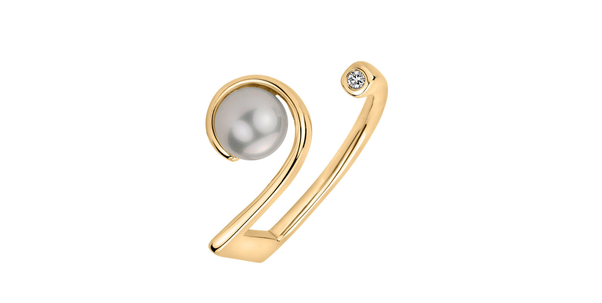 Prsten s diamantem a perlou Corona Australis