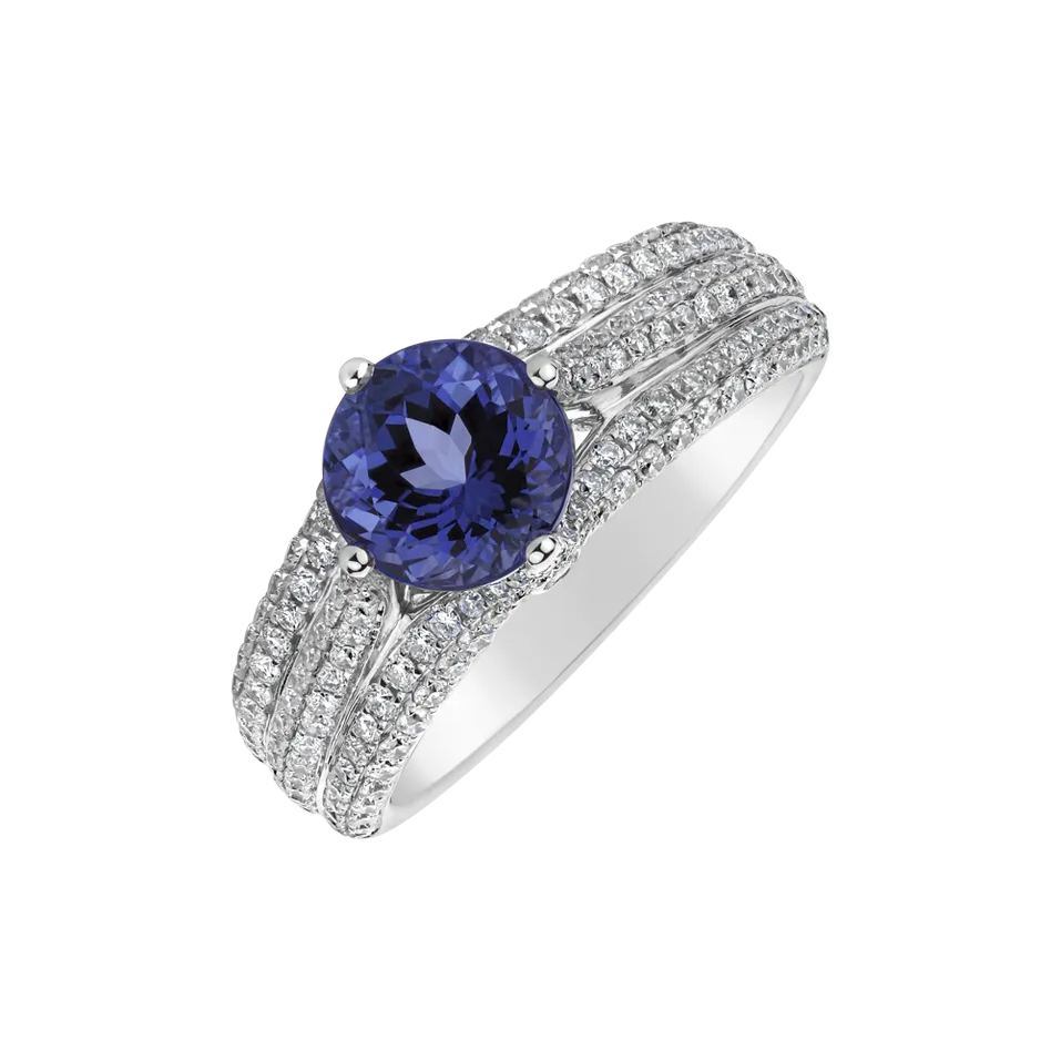 Prsteň s tanzanitom a diamantmi Dream Gentility