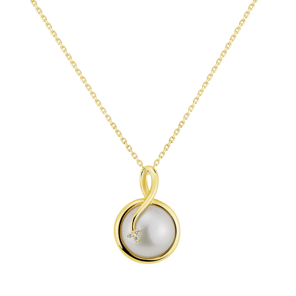 Přívěsok s perlou a diamantom Eternal Depth