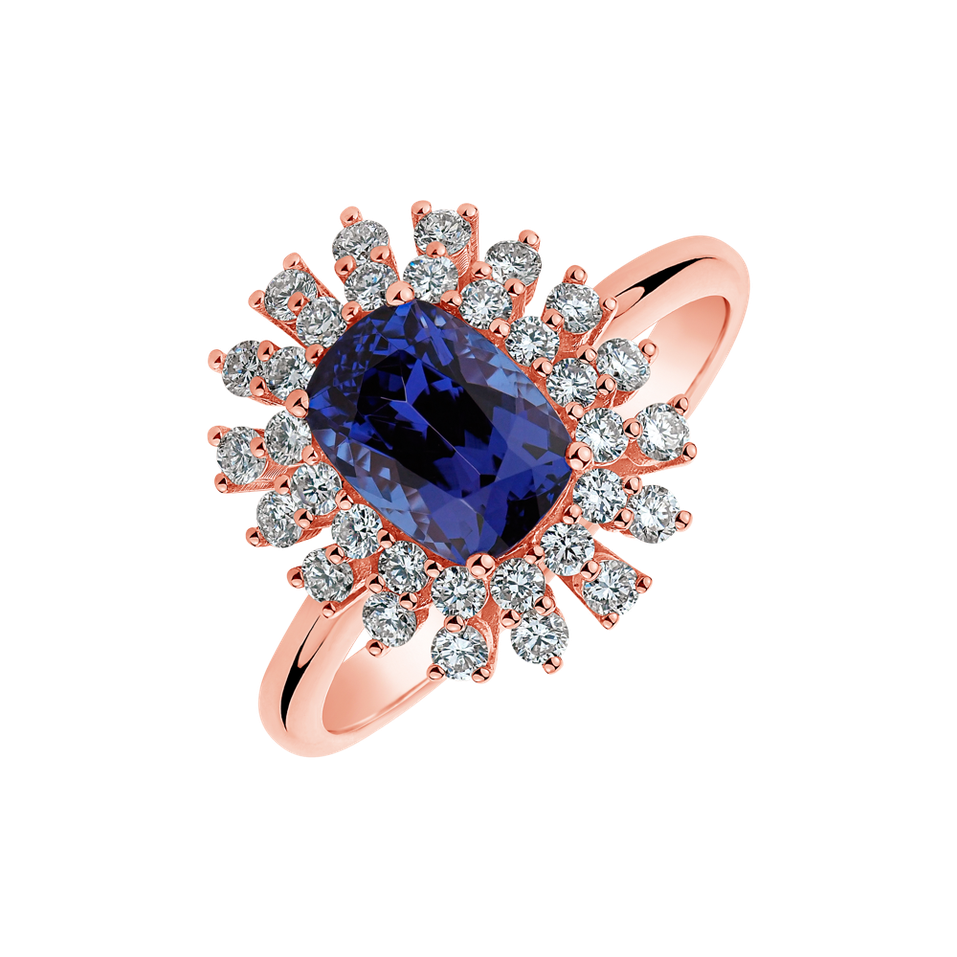 Prsteň s tanzanitom a diamantmi Classy Impulse