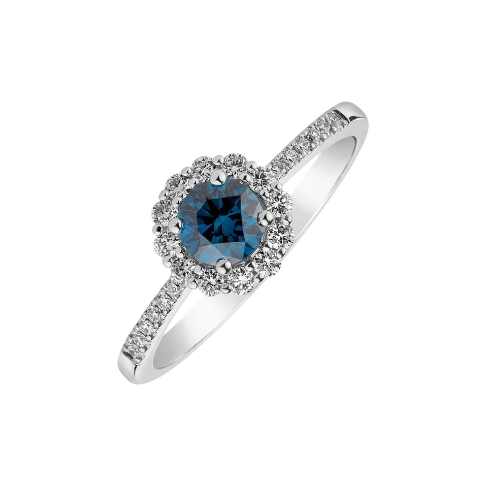 Prsteň s modrým diamantom a bielymi diamantmi Dream Sparkle