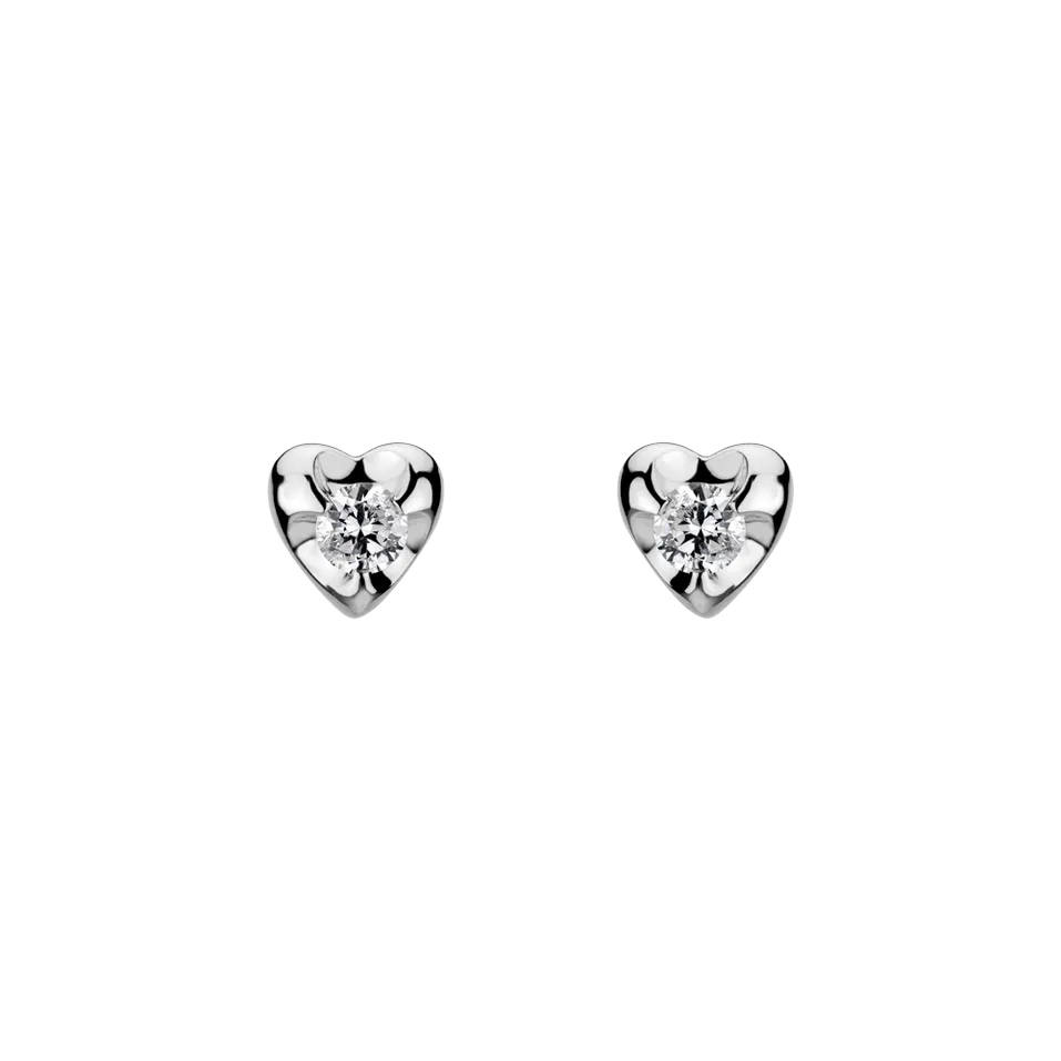 Náušnice s diamantom Full Hearts