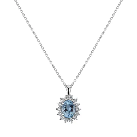 Přívěsok s akvamarínom a diamantmi Princess Sparkle