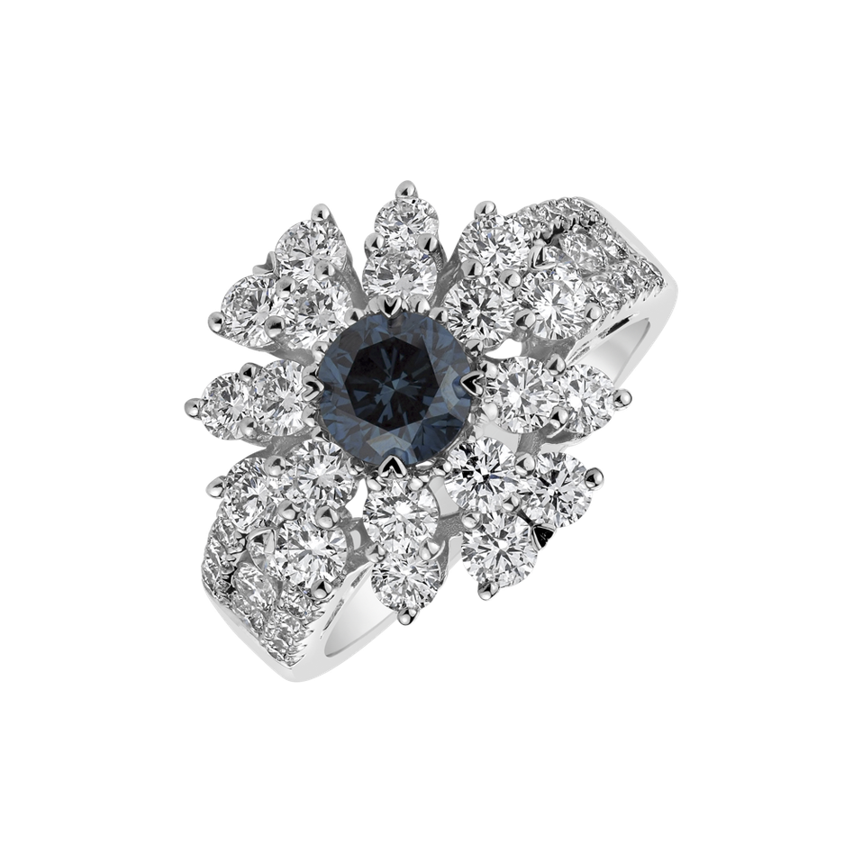 Prsteň s modrým diamantom a bielymi diamantmi Choriel