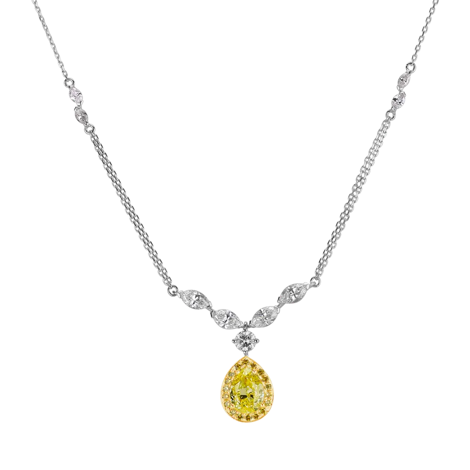Náhrdelník s bielymi a žltými diamantmi My own Sun