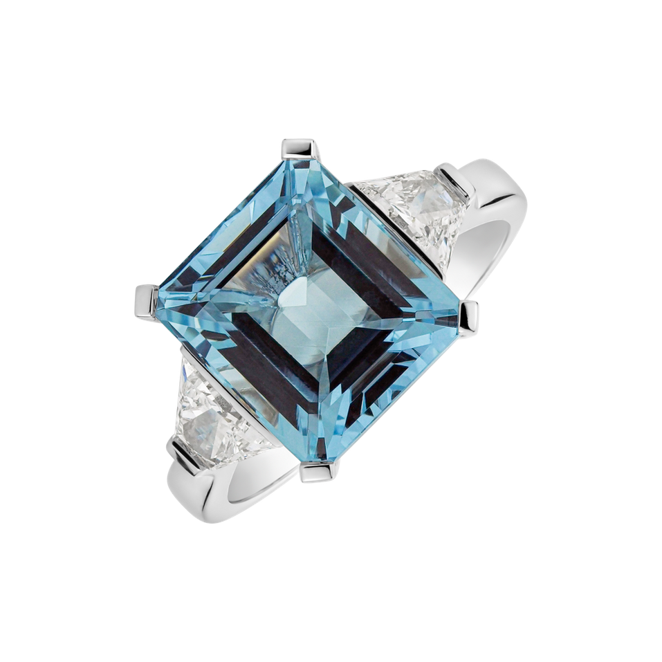 Prsteň s akvamarínom a diamantmi Aquamarine Tresure
