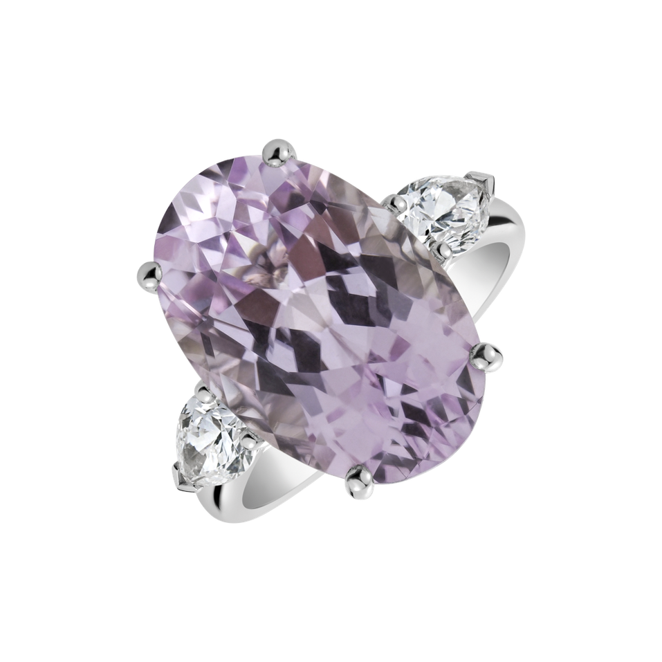 Prsteň s kunzitom a diamantmi Fiona