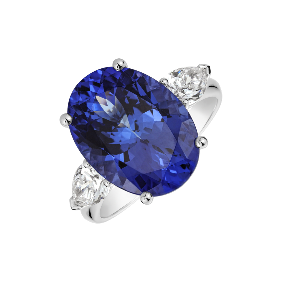 Prsteň s tanzanitom a diamantmi Fiona