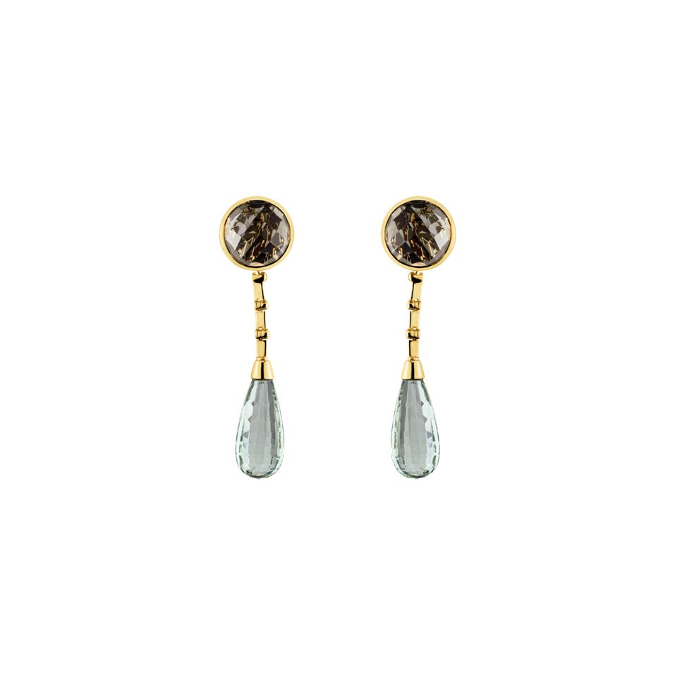 Náušnice s ametystom a quartzom Majestic Shine