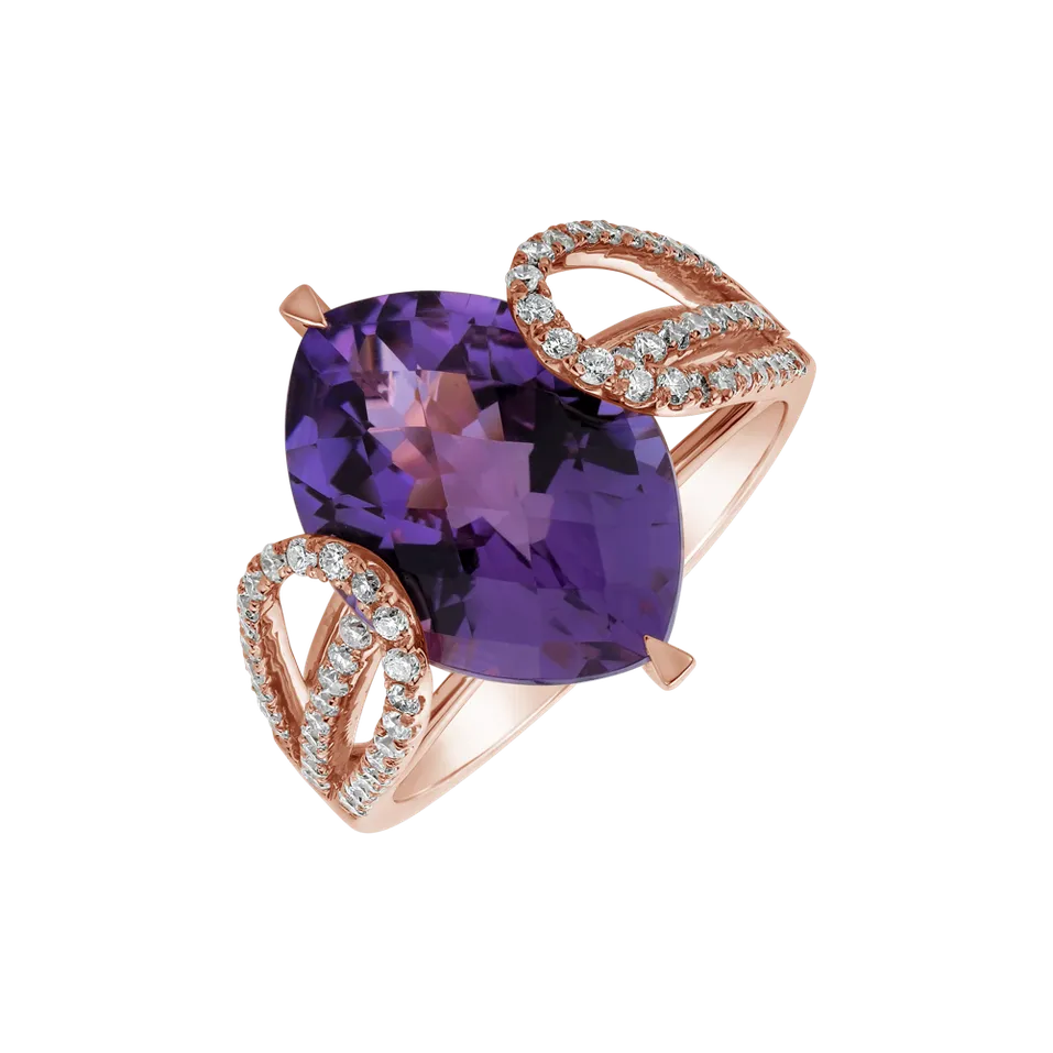Prsteň s ametystom a diamantmi Violet Beauty