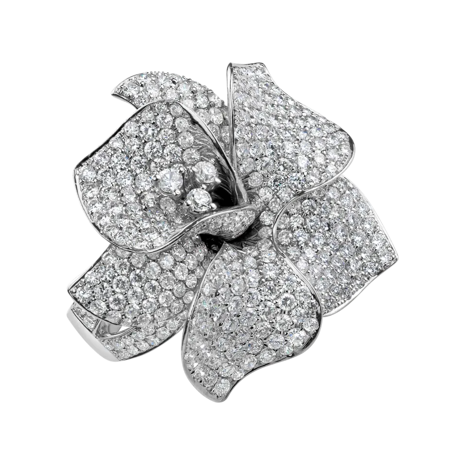 Prsteň s diamantmi Fantasy Flower