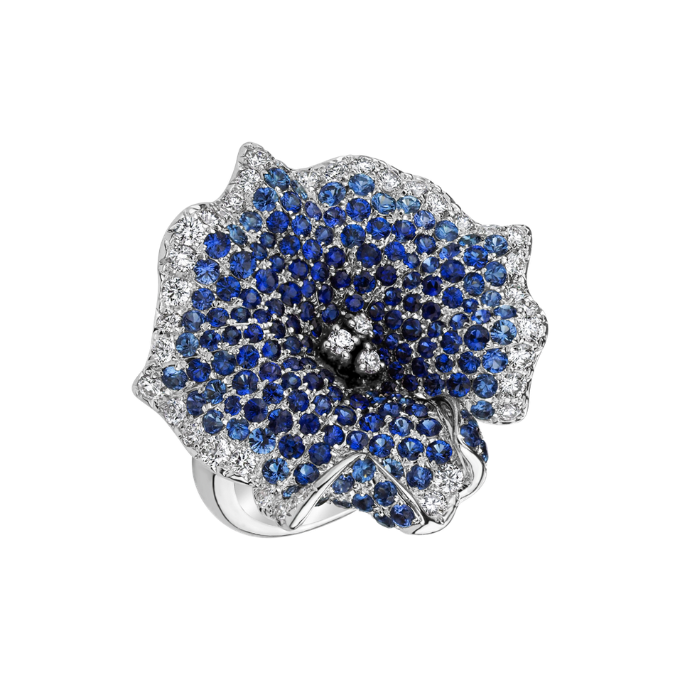 Prsteň s diamantmi a zafírmi Aelene