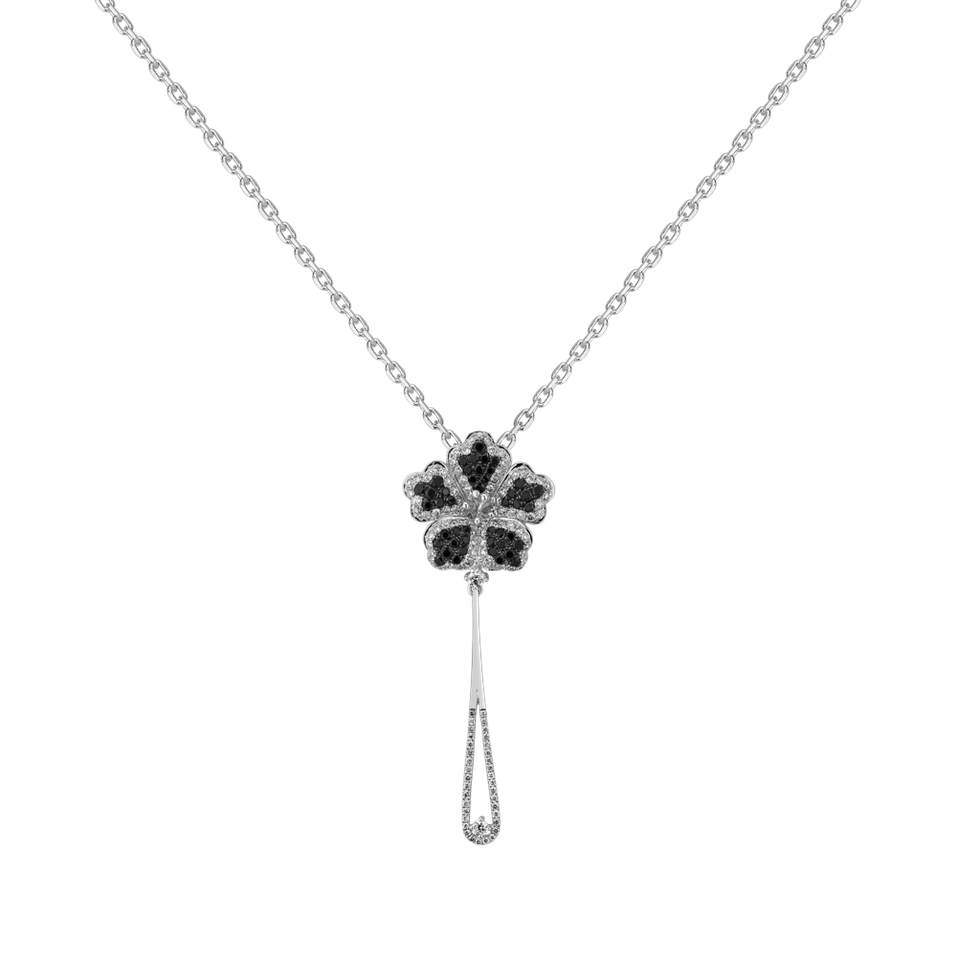 Přívěsok s čiernymi a bielymi diamantmi Magic Lotus