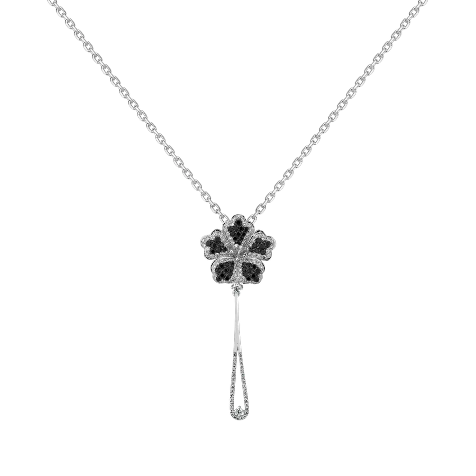 Přívěsok s čiernymi a bielymi diamantmi Magic Lotus