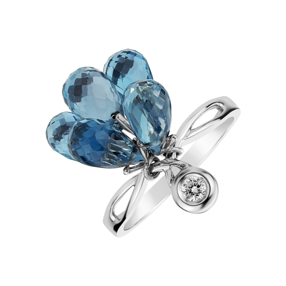 Prsteň s diamantom a topásmi Gemstone Embrace