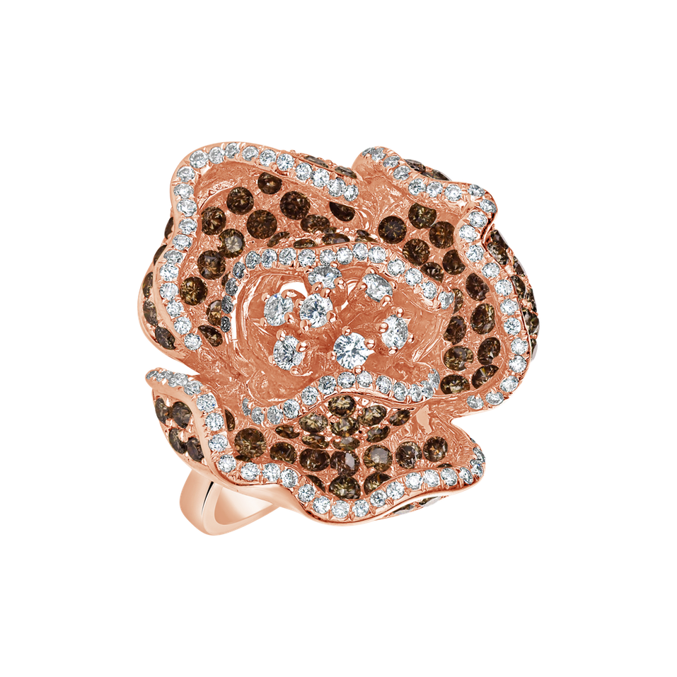 Prsteň s bielymi a hnedými diamantmi Malgoata