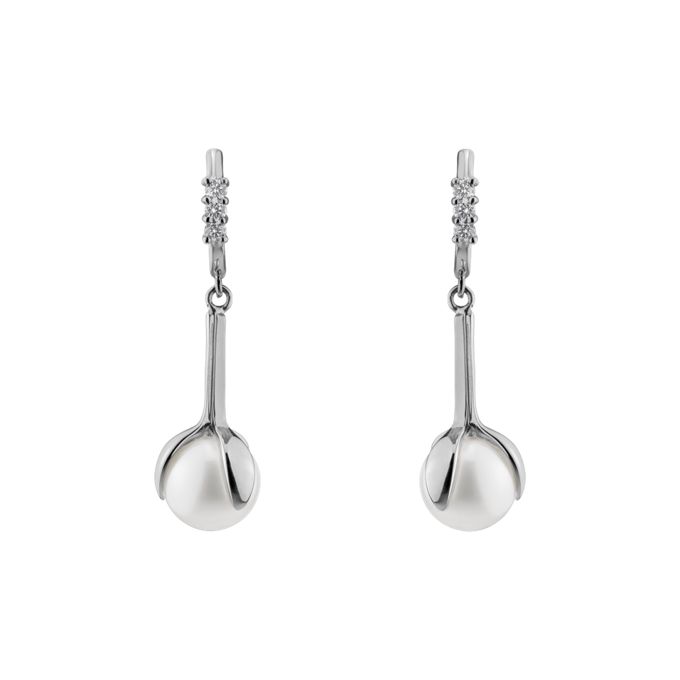 Náušnice s perlou a diamantmi Ocean Flora