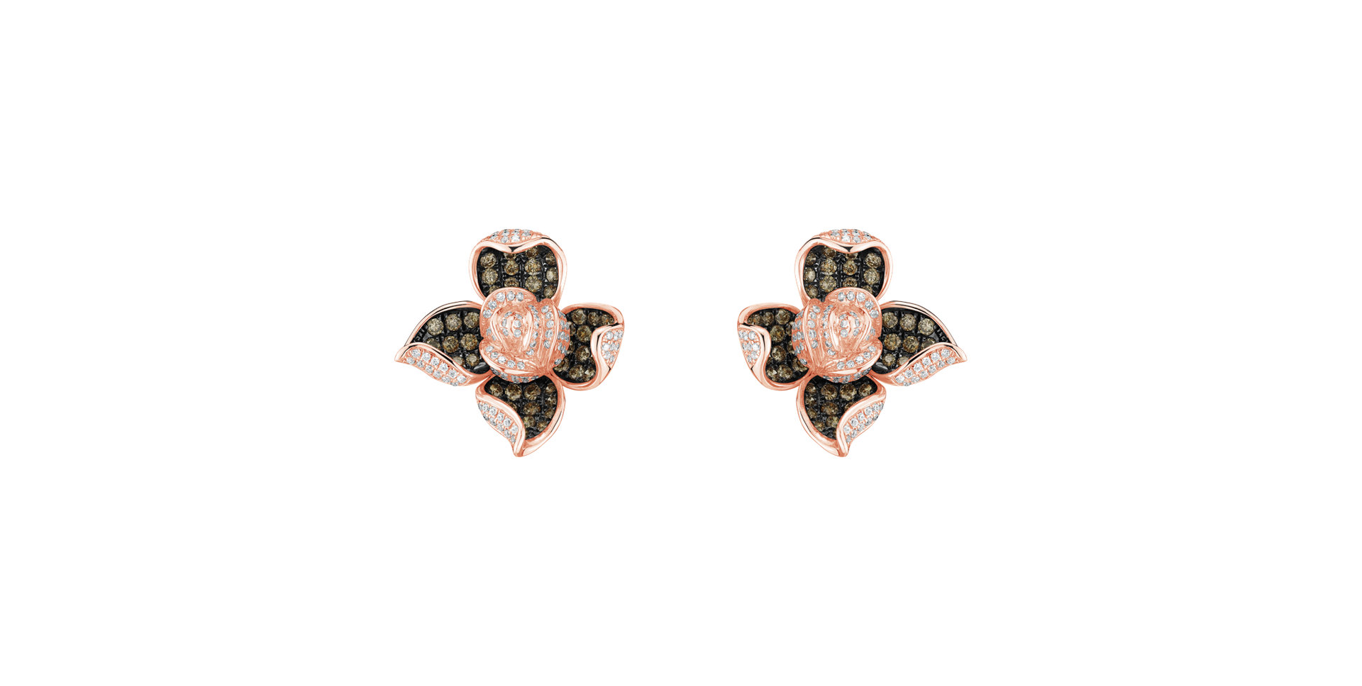 Náušnice s bielymi a hnedými diamantmi Luciana