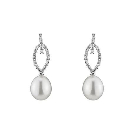 Náušnice s perlou a diamantmi Virginia Pearls
