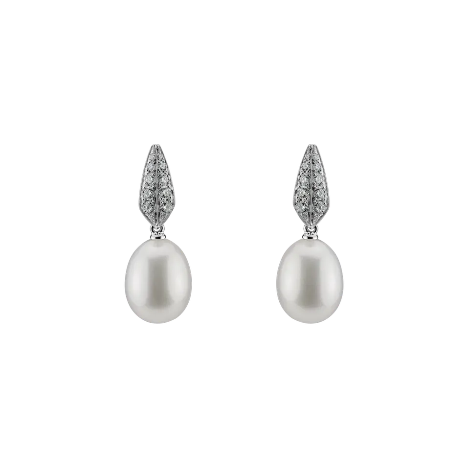 Náušnice s perlou a diamantmi Tatiana Pearls