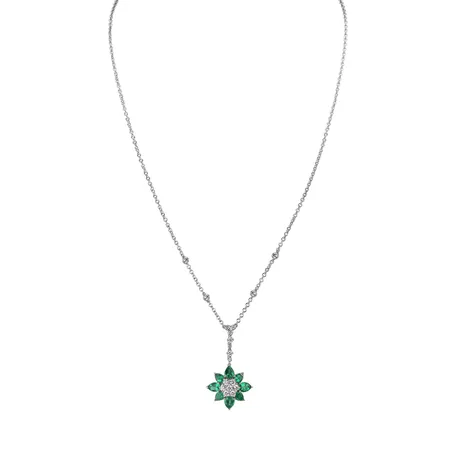 Náhrdelník s diamantmi a smaragdmi Ideal Charm