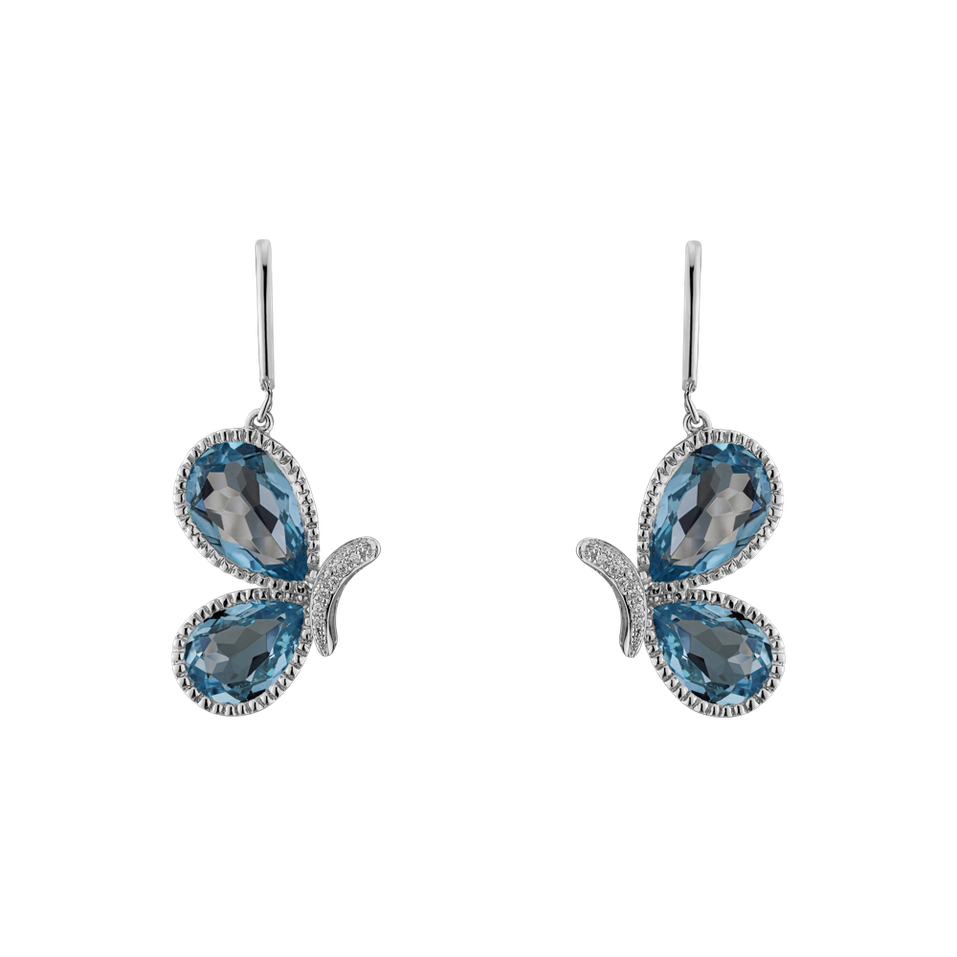 Náušnice s diamantmi a topásmi Wings of the Sky